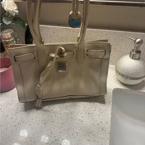 Vintage Y2K Dooney & Bourke Cream Leather Tote Bag 2000s